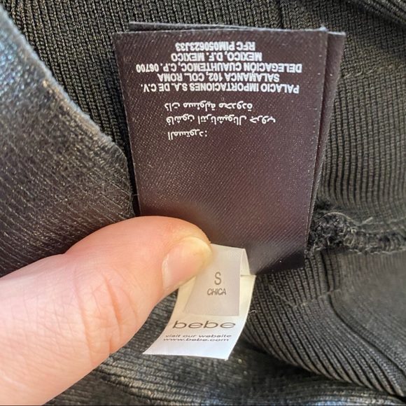 Bebe Faux-Leather Black Bodycon Bandage Dress Women’s Small - Picture 5 of 5